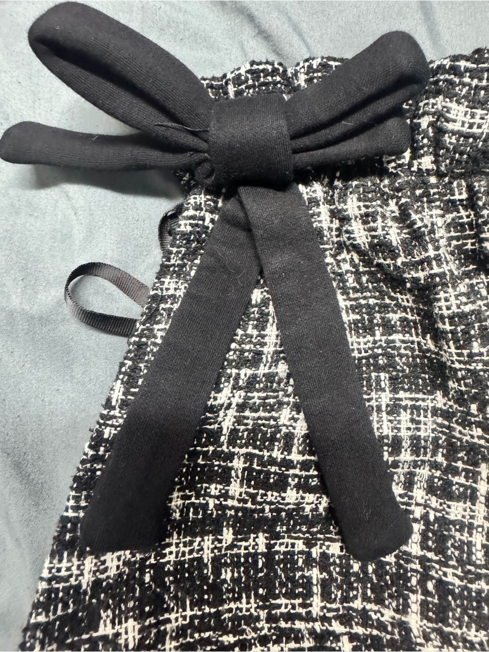 SHUSHU/TONG Tweed Halter Puff Mini Dress Black White Designer Size 6 - Picture 10 of 11